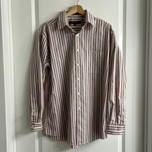 Perry Ellis Men’s Button-Up Shirt Multi-Stripe Size L (Wrinkle-Free/Long Sleeve)